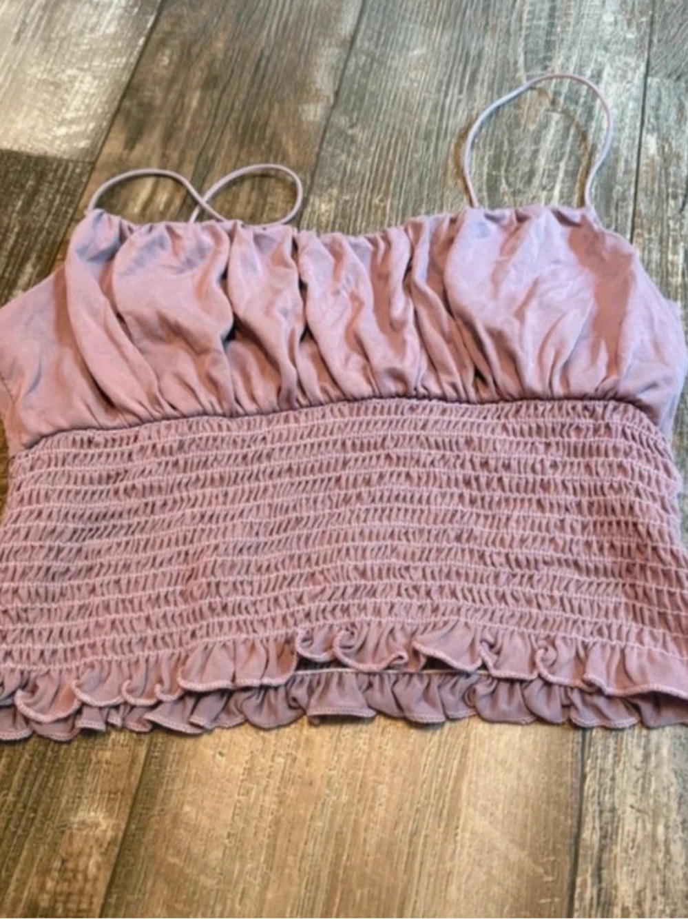 Urban Outfitters Mauve Smocked Ruffle Cami